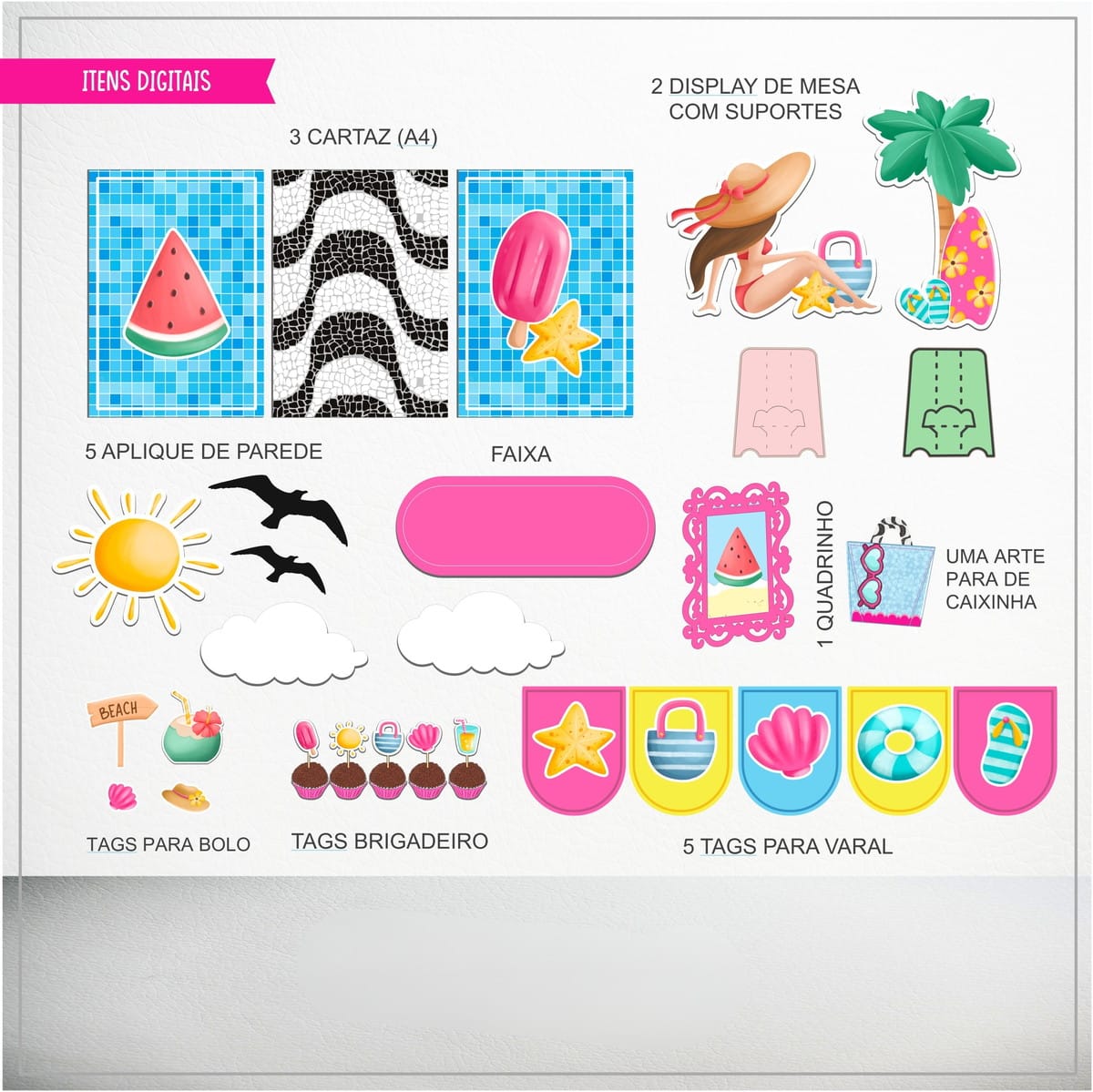Arquivo de Corte Festa Verão Kit Digital para Decorar 2 Arquivo de Corte Festa Verão Kit Digital para Decorar - Imagem 2