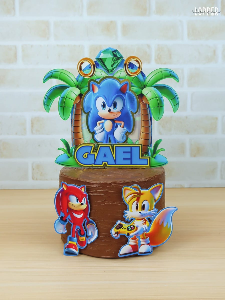 Arquivo Festa Sonic para Silhouette com Nome Gael Editável 1 Arquivo Festa Sonic para Silhouette com Nome Gael Editável