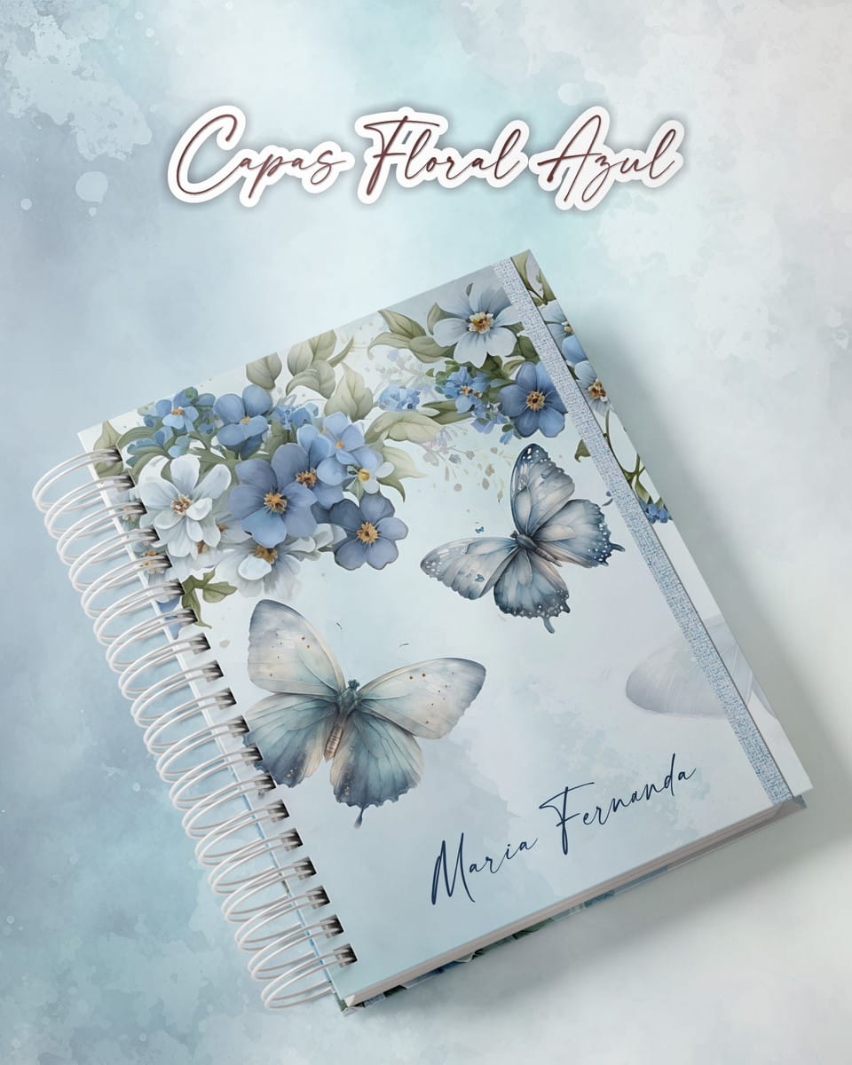 Pack Capas Florais A5 Digital com Aquarela e Borboletas 1 Pack Capas Florais A5 Digital com Aquarela e Borboletas