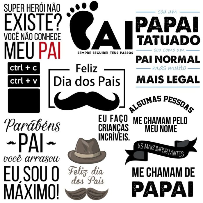 Arquivo Dia dos Pais Frases Lettering Vetor Corel Draw