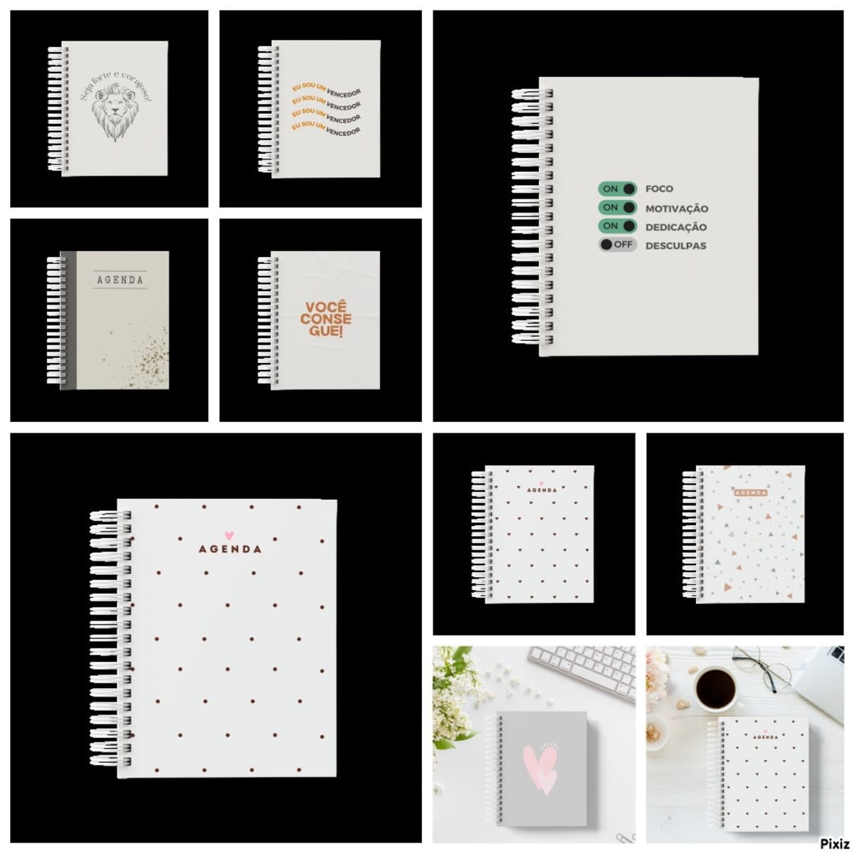 Agenda Não Datada Minimalista em PDF para Imprimir A5 A6 1 Coleção de capas de agenda digitais com designs variados e mensagens inspiradoras.