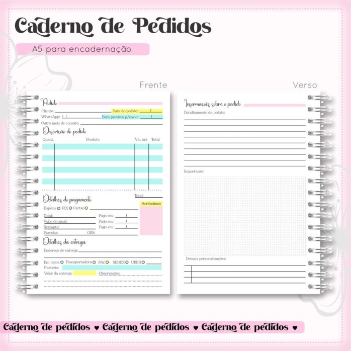 Arquivo Digital Caderno de Pedidos Menina