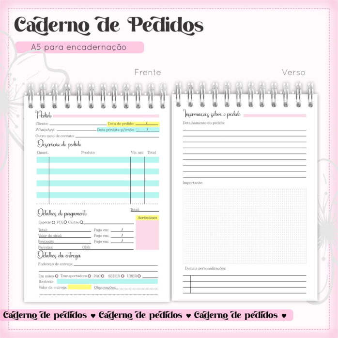 Arquivo Digital Caderno de Pedidos Menina