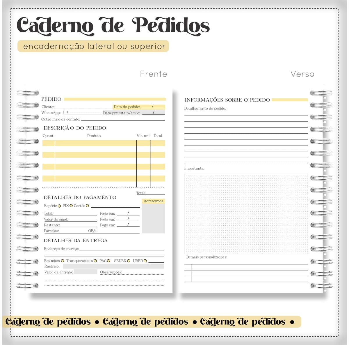 Caderno de Pedidos Digital Menino Imprima e Personalize 2 Caderno de Pedidos Digital Menino Imprima e Personalize - Imagem 2