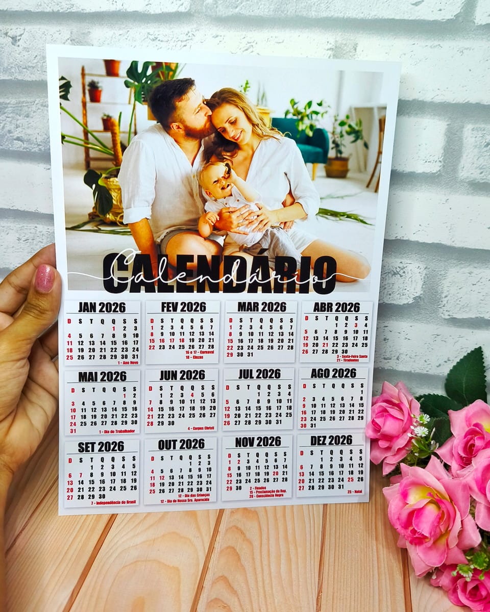 Calendário 2026 Personalizado com Fotos 1 Calendário 2026 Personalizado com Fotos