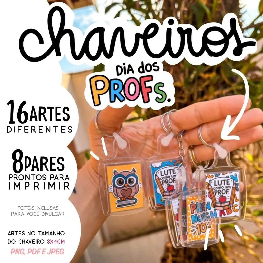 Arquivo Digital Chaveiros Dia do Professor Printables 1 Arquivo Digital Chaveiros Dia do Professor Printables