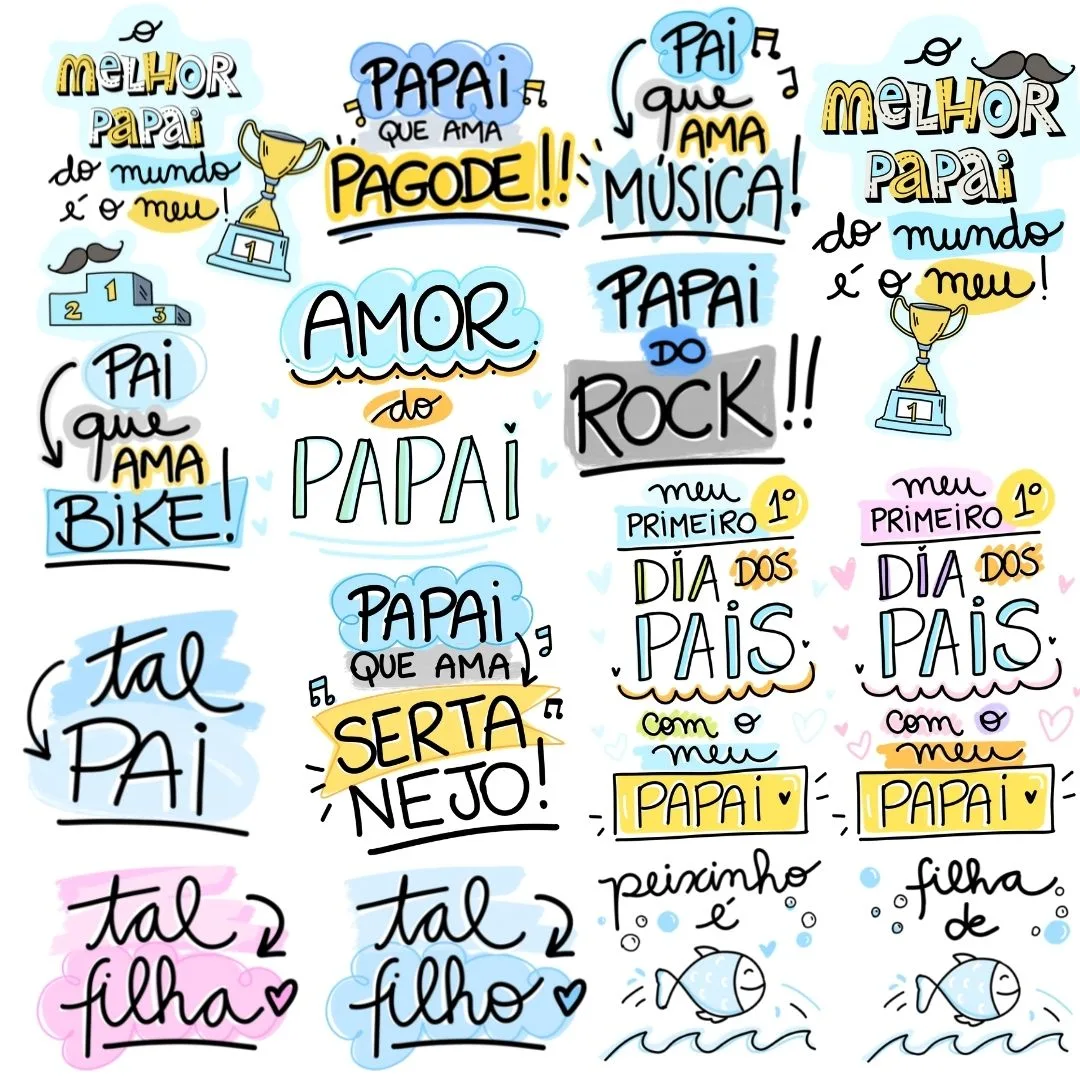 Arquivo Digital Dia dos Pais Frases Lettering Paizão Herói