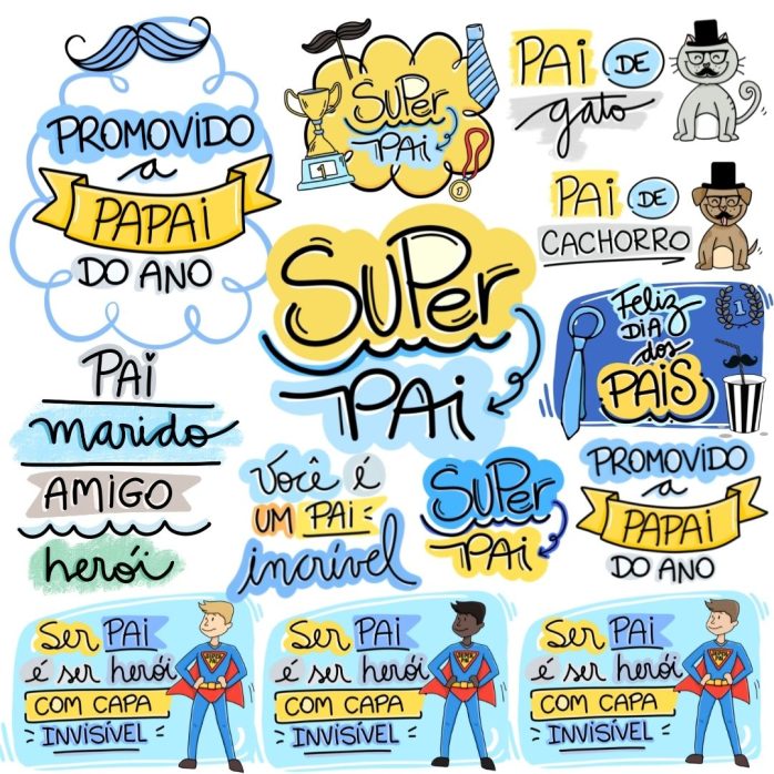 Arquivo Digital Dia dos Pais Frases Lettering Paizão Herói