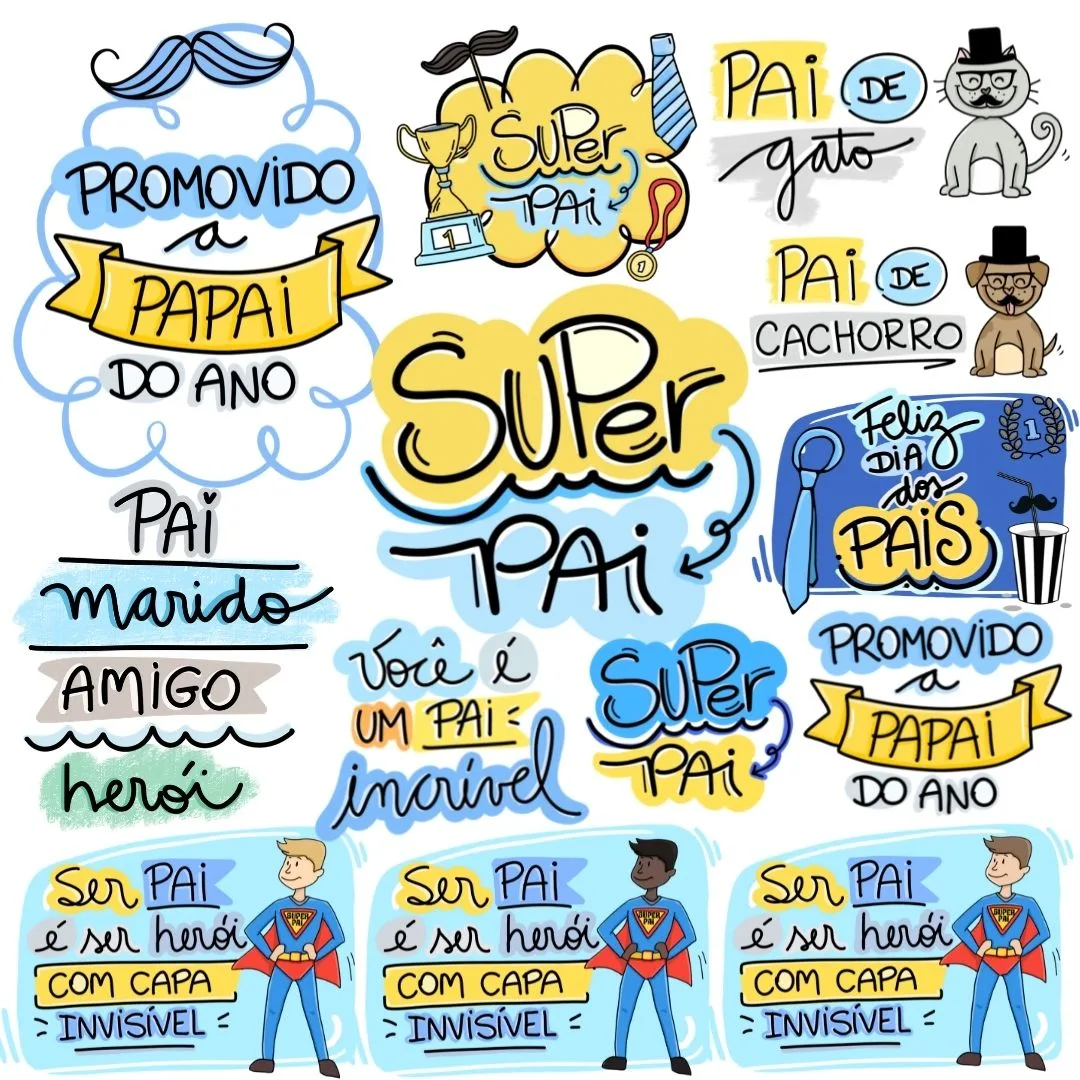 Arquivo Digital Dia dos Pais Frases Lettering Paizão Herói