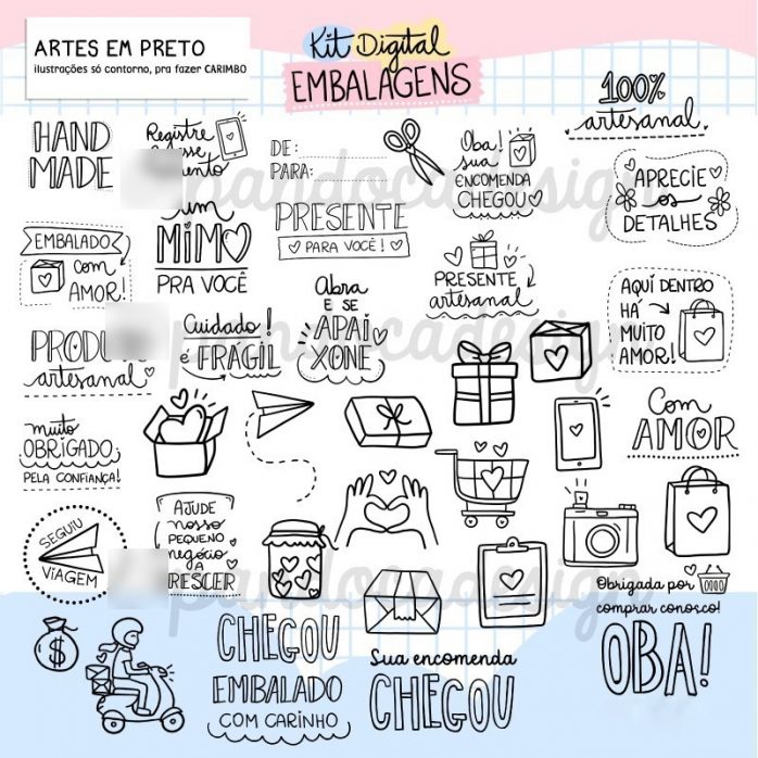 Arquivo Digital Elementos Para Embalagens Fofas Cute Amáveis