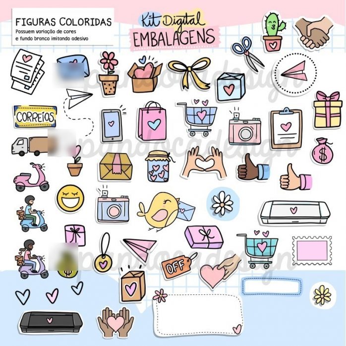 Arquivo Digital Elementos Para Embalagens Fofas Cute Amáveis