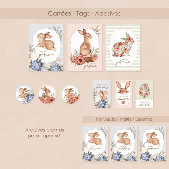 Arquivo Digital Páscoa Pasquarela Ilustrações Aquareladas