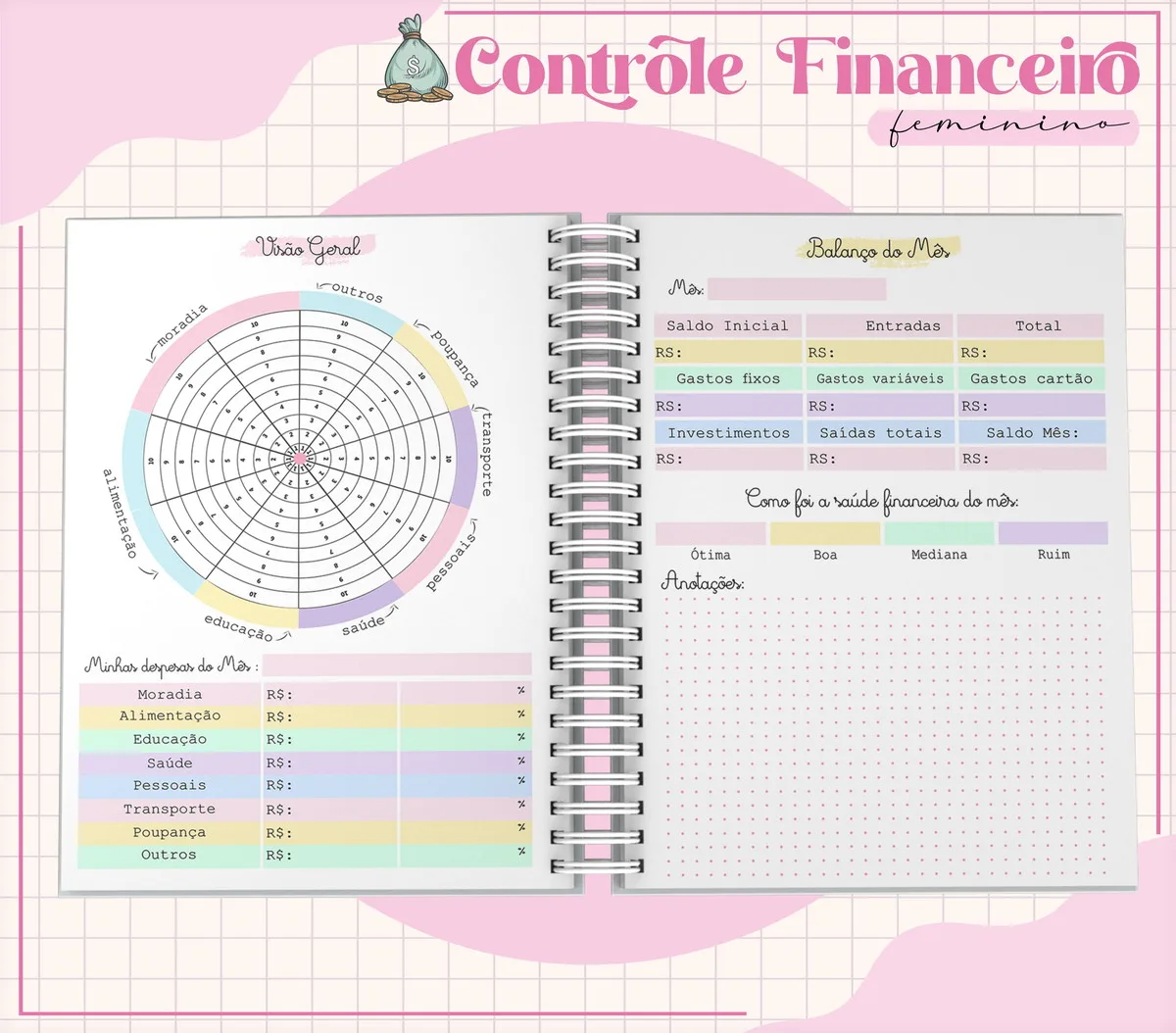 Arquivo Digital Planner Financeiro Feminino