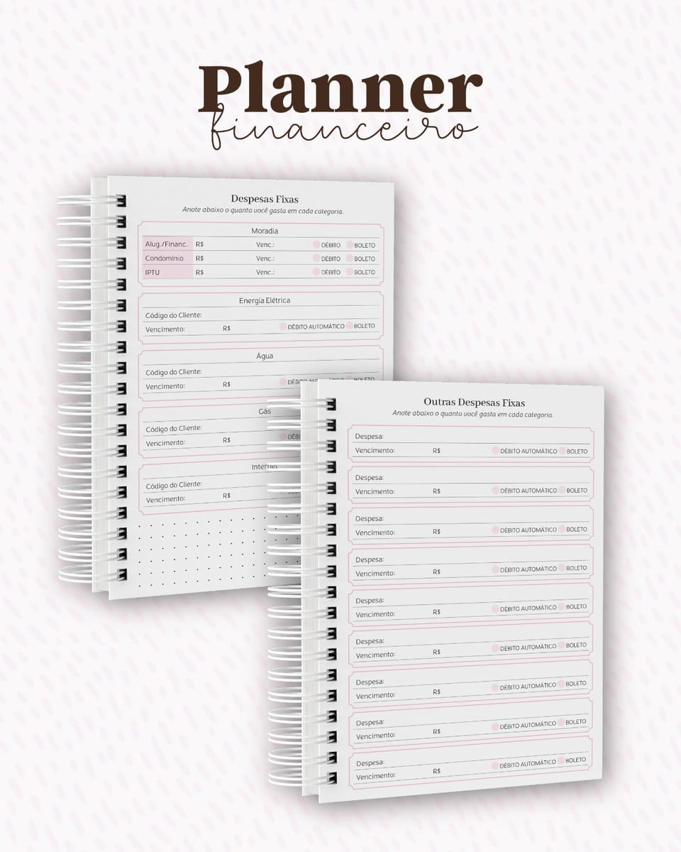Arquivo Digital Planner Financeiro Feminino Rosa 3 Arquivo Digital Planner Financeiro Feminino Rosa - Imagem 3