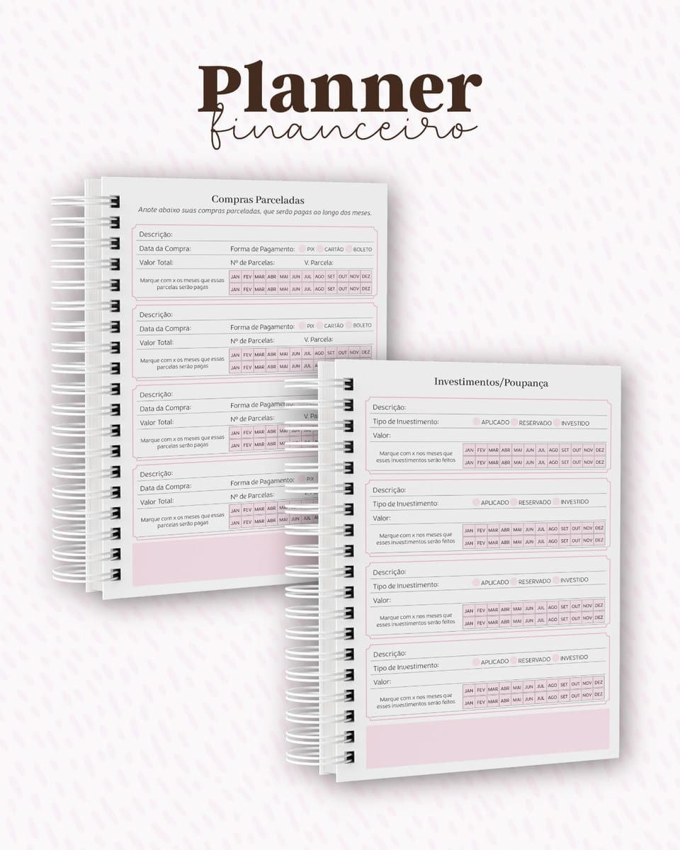 Arquivo Digital Planner Financeiro Feminino Rosa 4 Arquivo Digital Planner Financeiro Feminino Rosa - Imagem 4