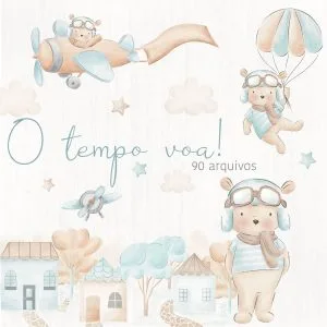Arquivo Digital Urso Aviador Menino Em Aquarela Png Avião