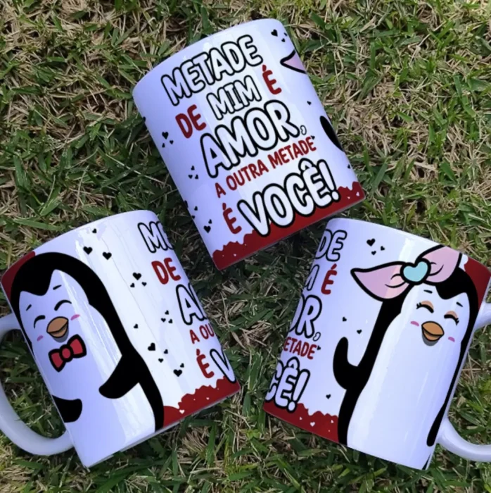 Arquivo Editável para Canecas e Camisas - Tema Pinguins