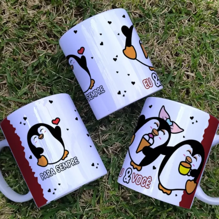 Arquivo Editável para Canecas e Camisas - Tema Pinguins