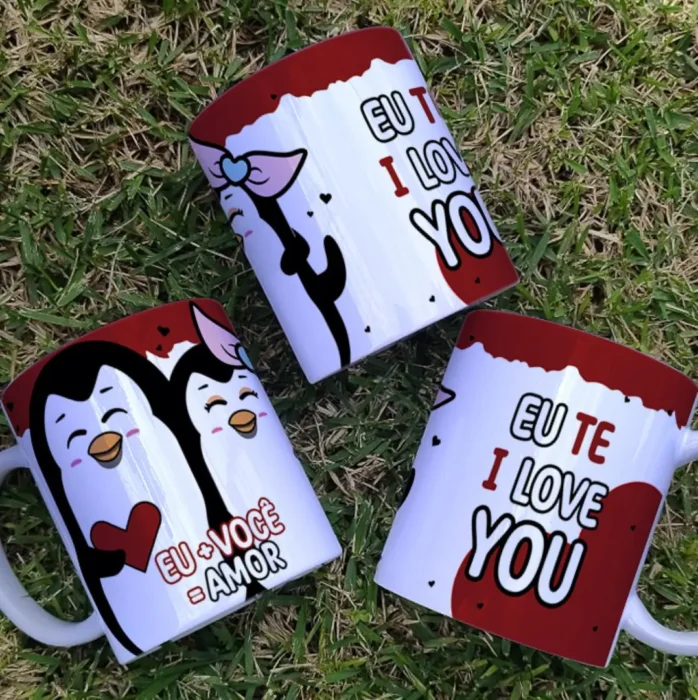 Arquivo Editável para Canecas e Camisas - Tema Pinguins