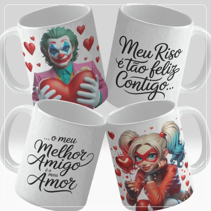 Arquivo JPG com 16 Artes de Canecas - Amor e Diversão