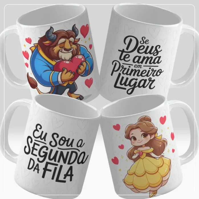 Arquivo JPG com 16 Artes de Canecas - Amor e Diversão