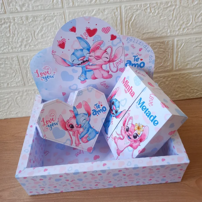 Arquivo PDF Caixinhas de Presente Stitch Dia dos Namorados