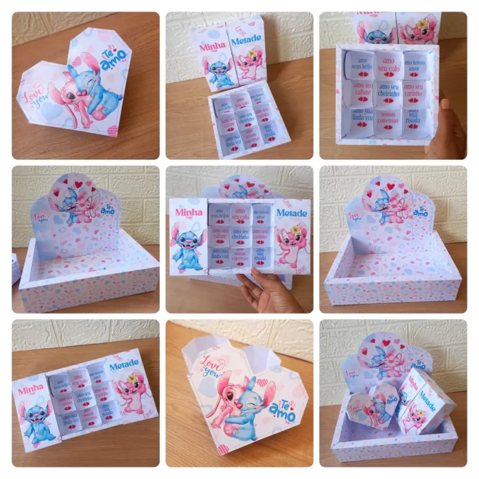Arquivo PDF Caixinhas de Presente Stitch Dia dos Namorados