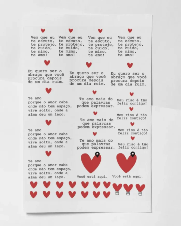 Arquivo PDF com Frases Românticas para DTF - Dia dos Namorados