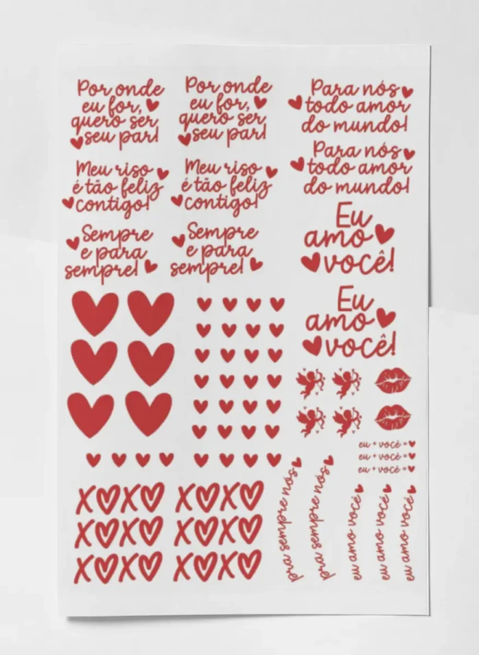 Arquivo PDF com Frases Românticas para DTF - Dia dos Namorados