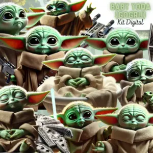 Arquivo PNG Baby Yoda Grogu 3D para Sublimação e Scrapbook 9 Arquivo PNG Baby Yoda Grogu 3D para Sublimação e Scrapbook