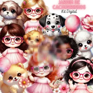 Arquivo Png Cachorrinhos 3d Jardim Personalizados Digitais