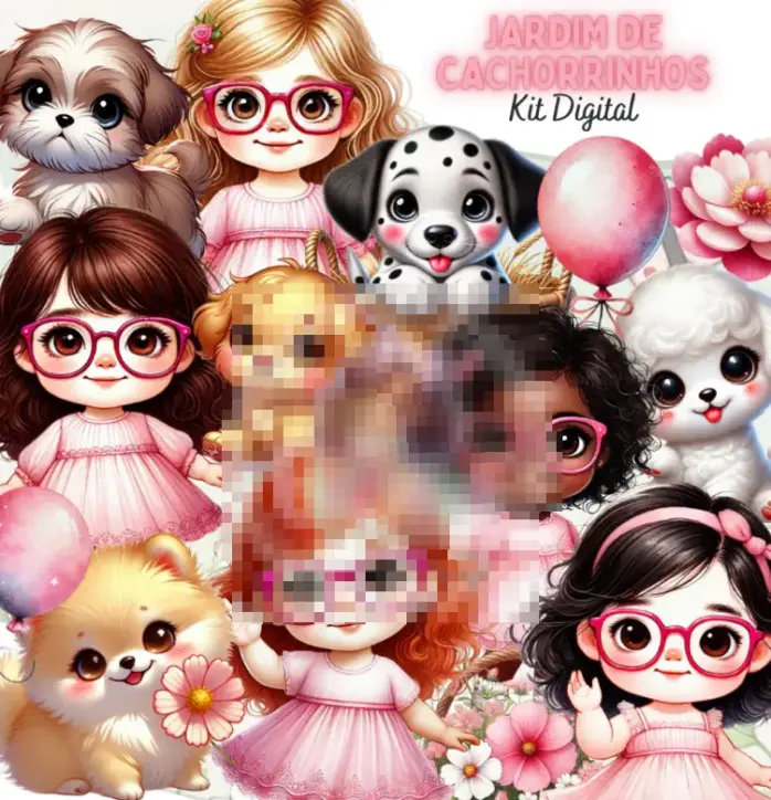 Arquivo Png Cachorrinhos 3d Jardim Personalizados Digitais