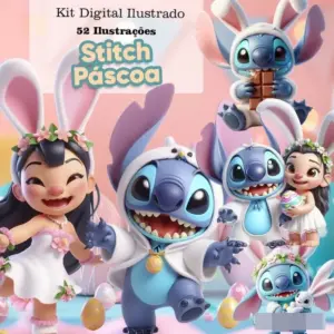 Arquivo PNG Stitch Feliz Pascoa Decoracao 3D