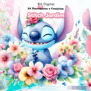 Arquivo PNG Stitch Jardim 3D para Personalizados e Papelaria
