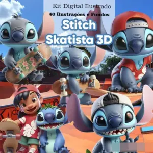Arquivo PNG Stitch Patinador para Camisetas e Produtos Personalizados