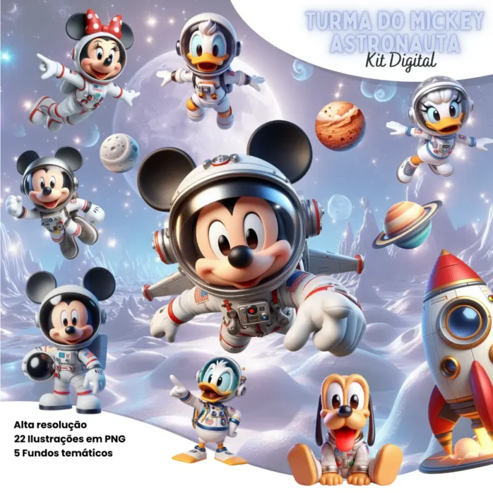 Arquivo PNG Tema Mickey Astronauta para Personalizados