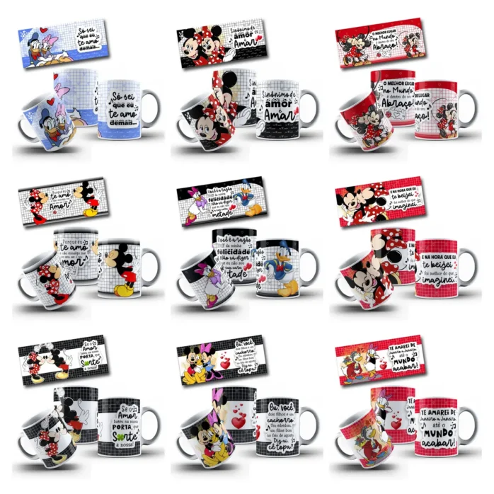 Arquivos Editáveis de Caneca Disney para Dia dos Namorados