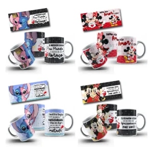 Arquivos Editáveis de Caneca Disney para Dia dos Namorados