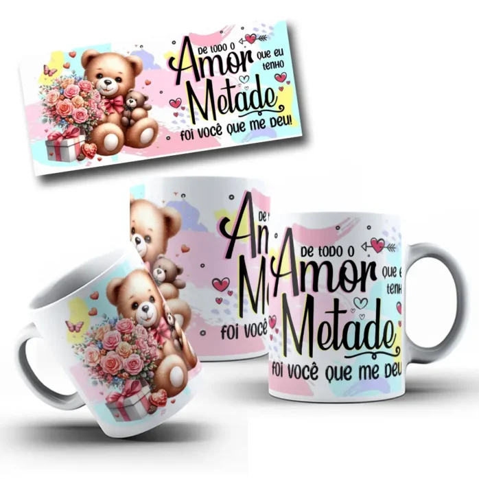 Arquivos Editáveis: Ursinhos para Canecas de Namorados