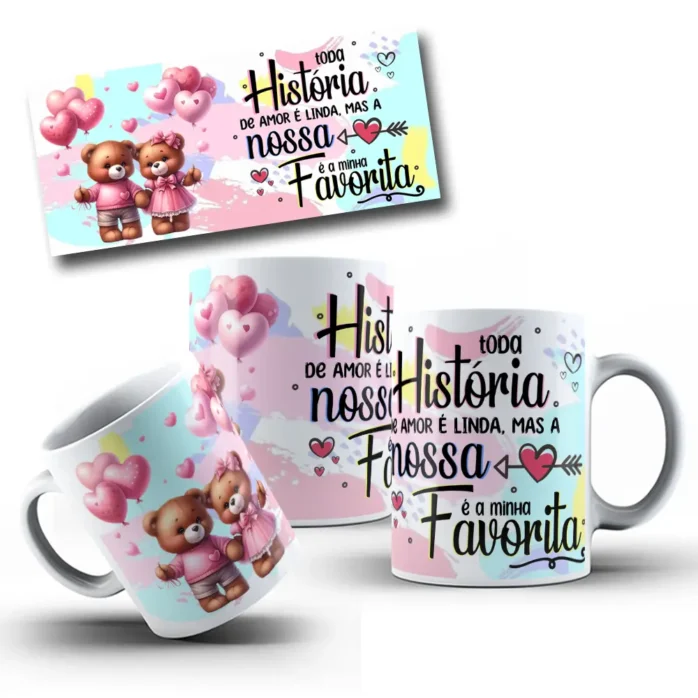 Arquivos Editáveis: Ursinhos para Canecas de Namorados