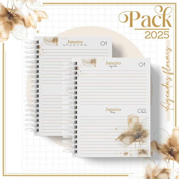 Arquivos Encadernação Caderno Floral Gold