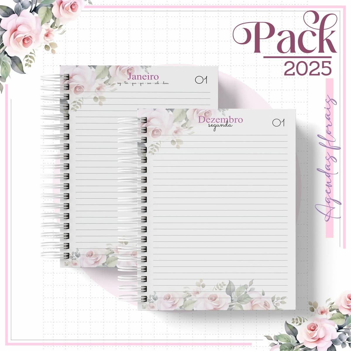 Caderno Floral Minimalista para Encadernação Artesanal 2 Caderno Floral Minimalista para Encadernação Artesanal - Imagem 2