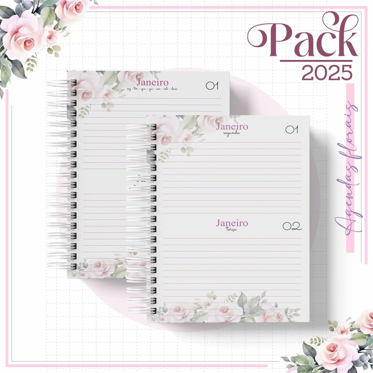Caderno Floral Minimalista para Encadernação Artesanal 3 Caderno Floral Minimalista para Encadernação Artesanal - Imagem 3