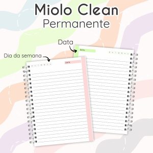 Arquivos Miolo Clean Permanente Planner Editável Pdf + Png