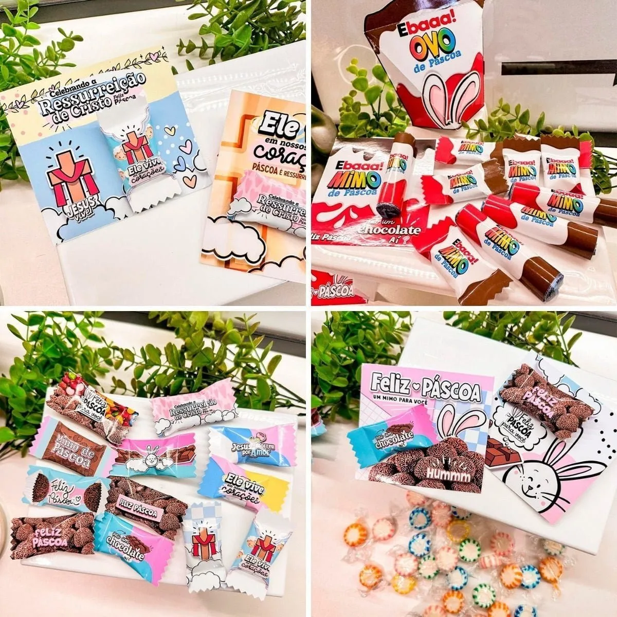 Arquivos Pásca 2023 Mimos Fofos Caixinhas P Imprimir Montar 6 Coleção de embalagens decoradas de chocolate e doces temáticos de Páscoa.