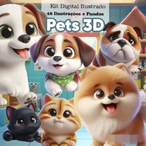 Arquivos PNG Pets 3D para Personalizacao de Papelaria 25 Arquivos PNG Pets 3D para Personalizacao de Papelaria