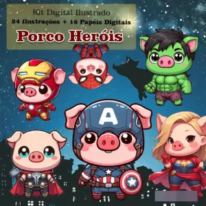 Arquivos PNG Porcos Herois para Criar Produtos Personalizados