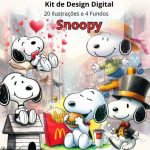 Arquivos PNG Snoopy para Scrapbook e Papelaria Personalizada 8 Arquivos PNG Snoopy para Scrapbook e Papelaria Personalizada
