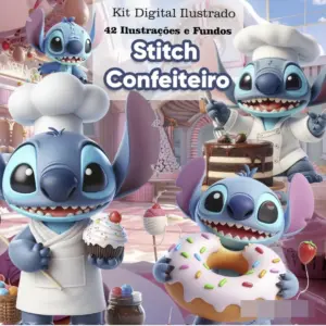 Arquivos PNG Stitch Cozinheiro 3D para Personalizados 1 Arquivos PNG Stitch Cozinheiro 3D para Personalizados