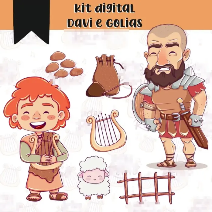 Arte Biblica Davi E Golias Kit Digital Png Alta Resolucao 2